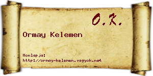 Ormay Kelemen névjegykártya